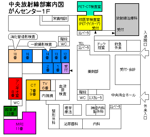 中央放射線部配置案内図