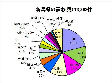 新潟県の罹患（男）13,363件